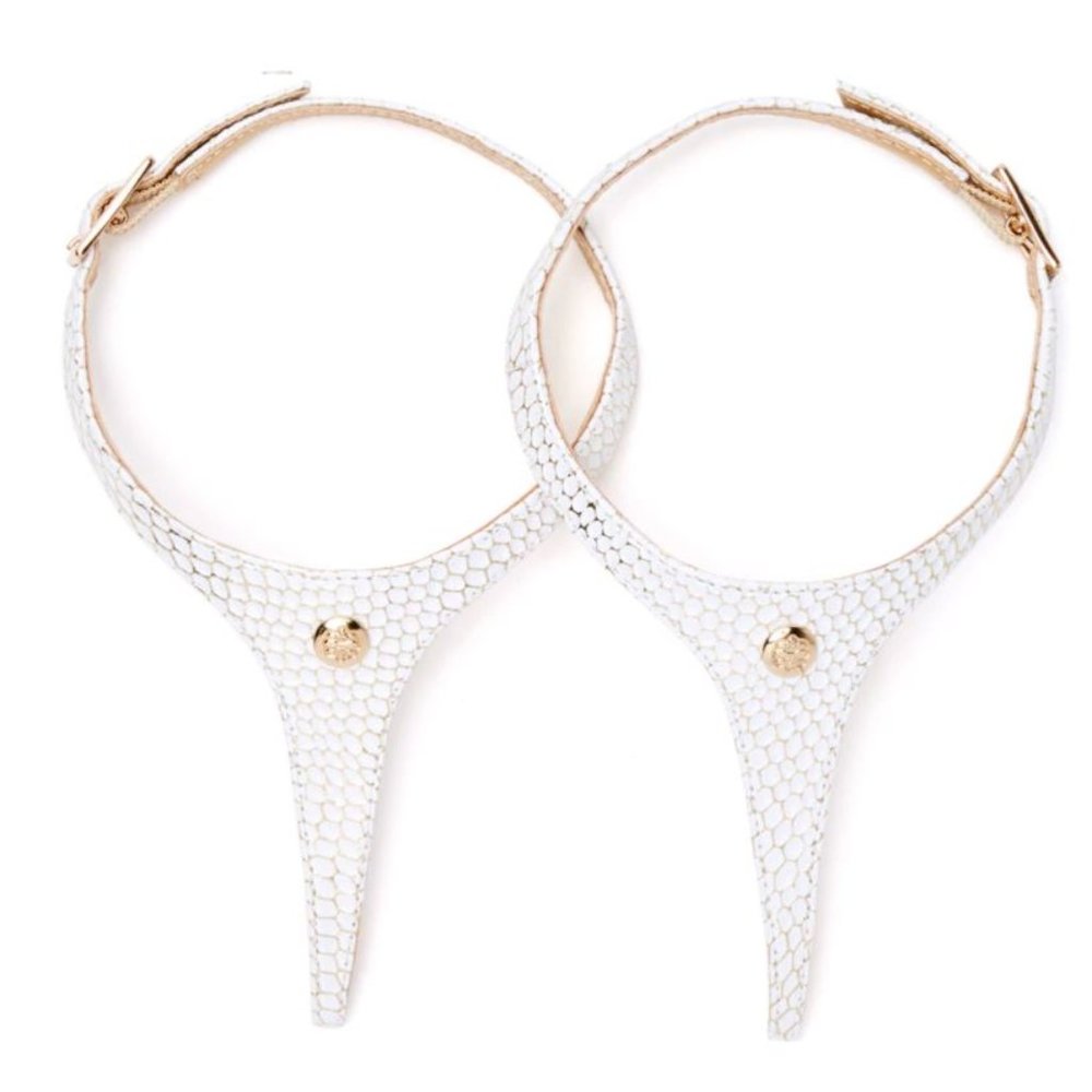 Cambiami Metallic Washed White Snake Sandal Straps